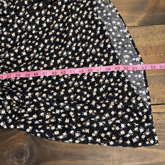 Natural Life Rebecca Midi Dress Black Cream Floral Tiered Boho Cottage size XL - Picture 12 of 12